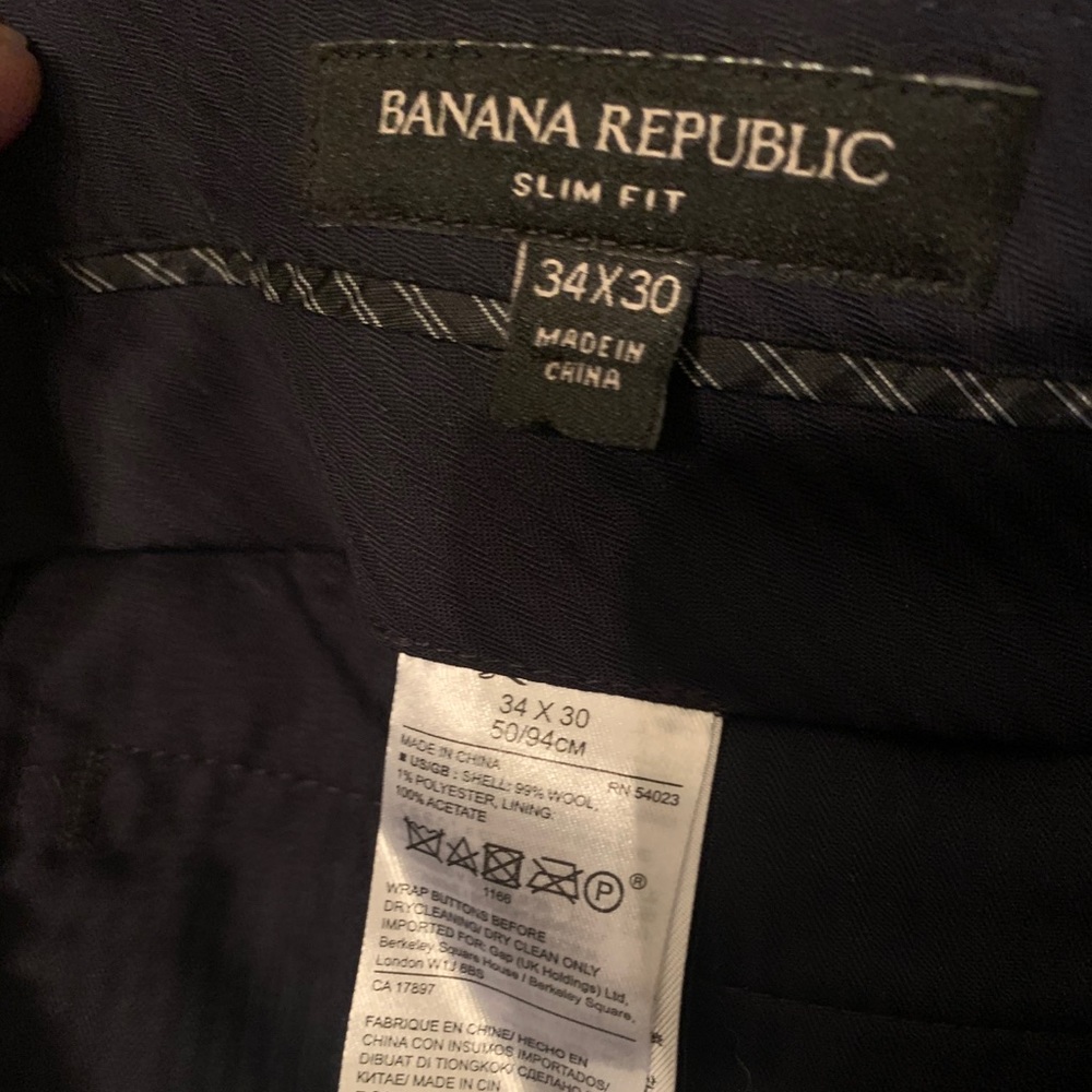 Banana Republic Slim Fit 34x30 Black Pants